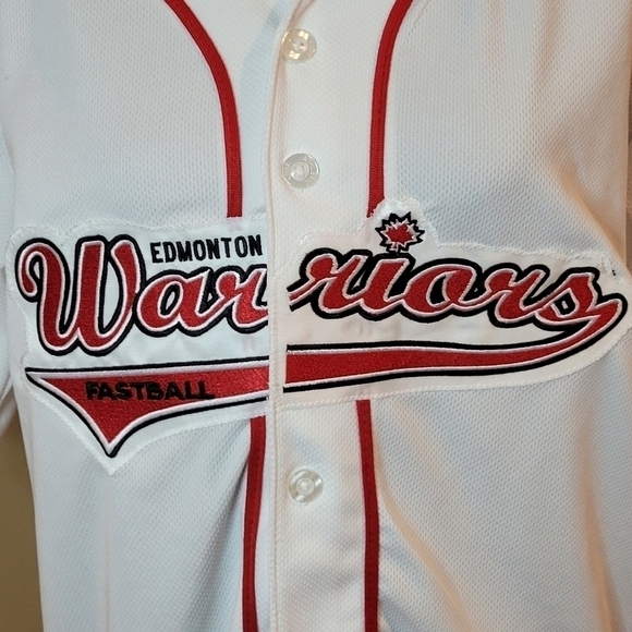 EDMONTON WARRIORS Fastball Jersey, White with Red Detail, Size Small - Picture 2 of 10